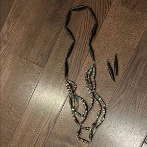 Bohemian Multicolor Beaded Necklace and Earring Set